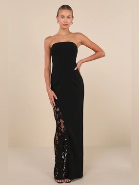 Lulu’s Irresistible Attitude Strapless Lace Column Dress WORN ONCE